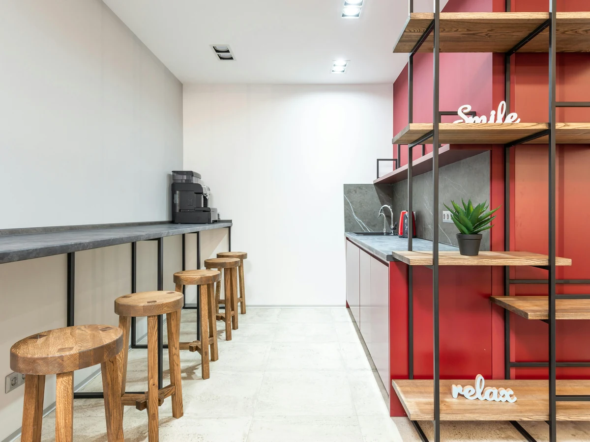 Commercial office breakout area freshly painted in Altrincham