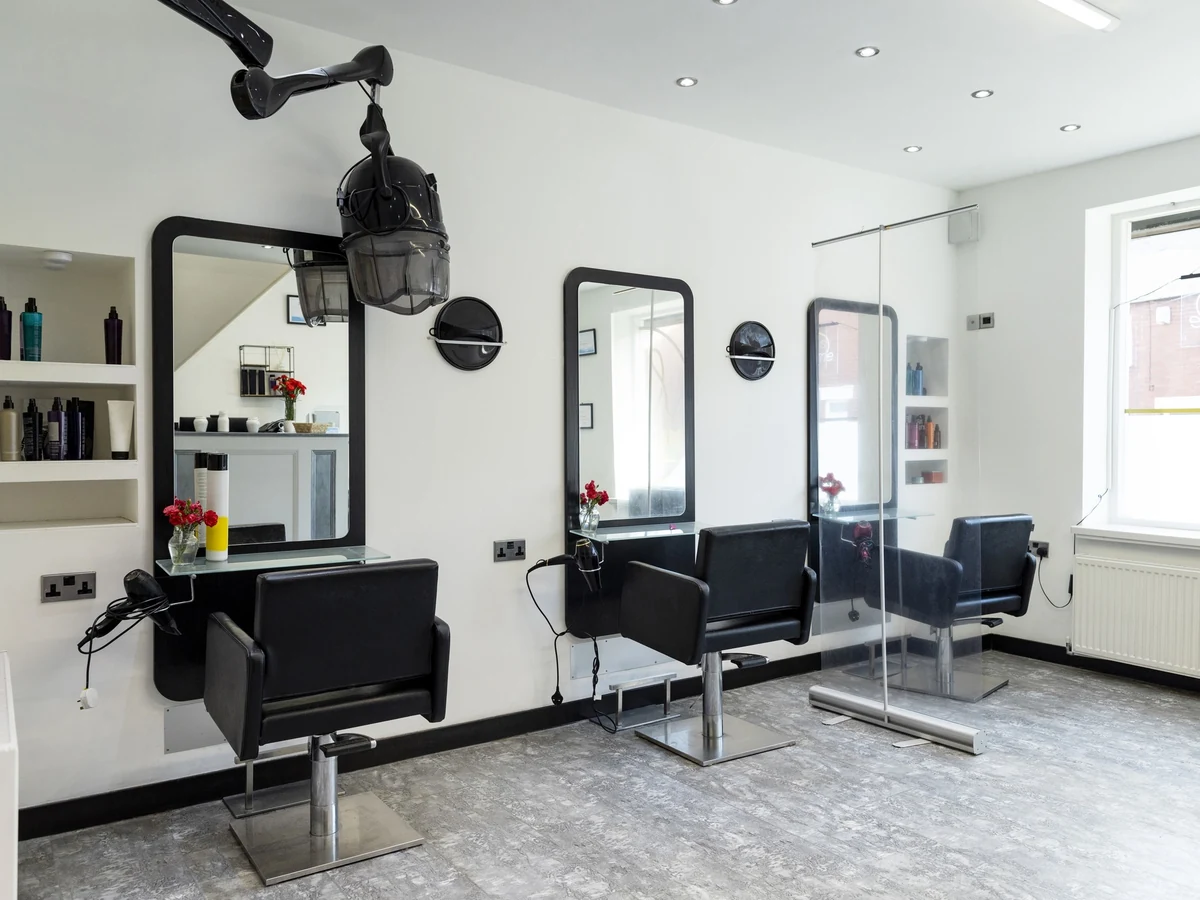 Small hair salon freshly painted by commercial decorators in Altrincham