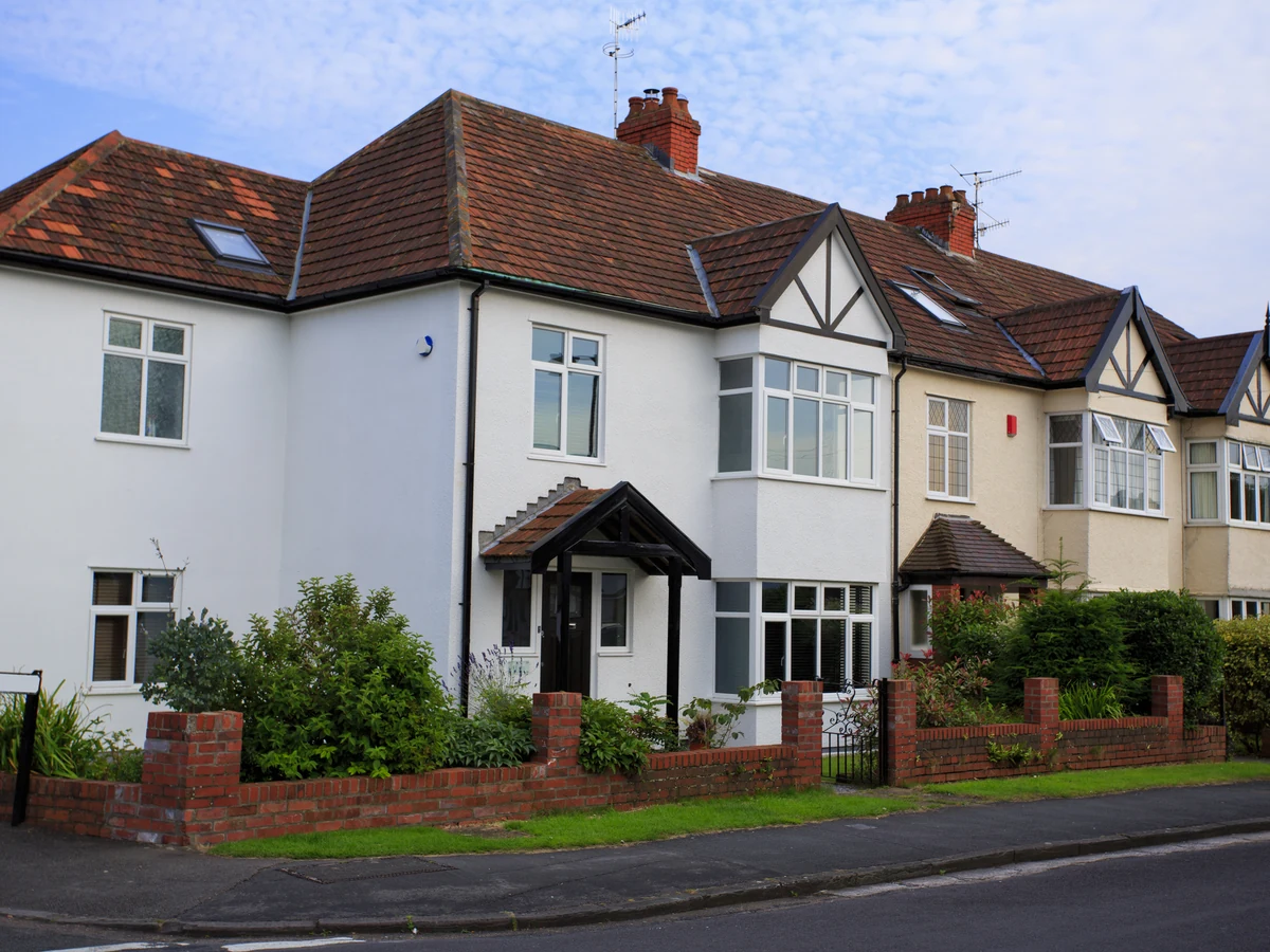 1930s semi-detached houses with painted exterior in south Manchester