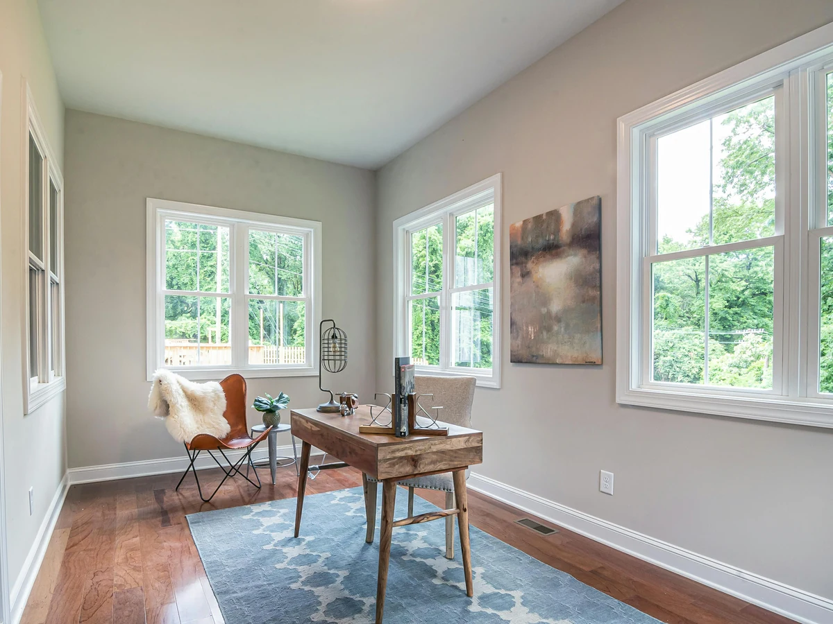 home-office-painting-grey-home-office-altrincham-decorators Home office painting in Altrincham - grey home office workspace painted by Altrincham Decorators