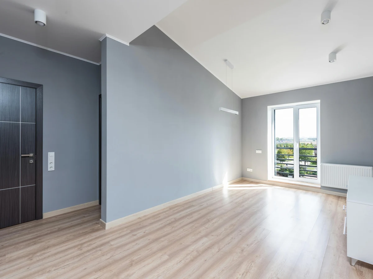 Two-tone room interior ready for wallpaper installation