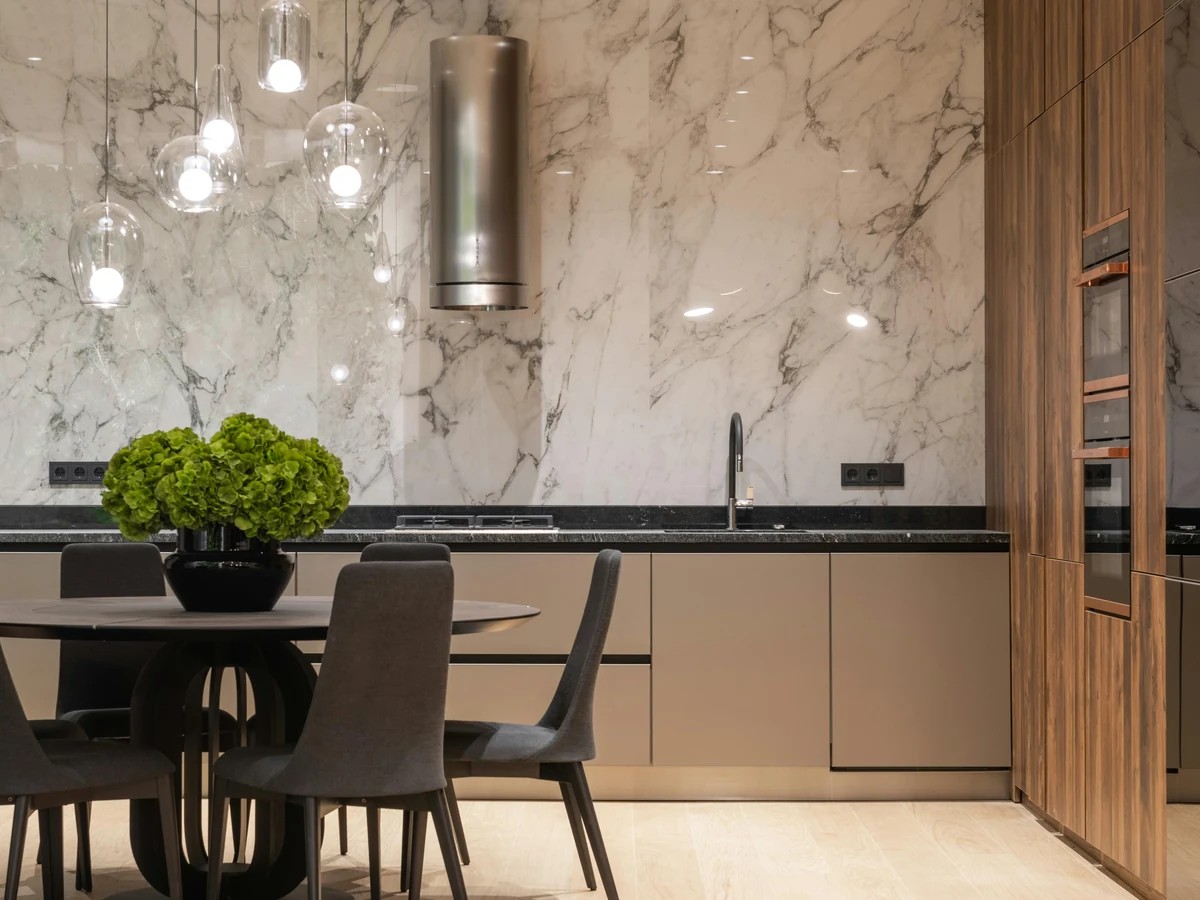 White kitchen with wood accents and freshly painted cabinets